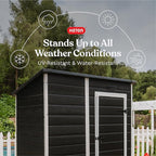 Keter Essential Shed 4x6 Resin Outdoor Storage Shed Ideal Storage for Patio Furniture, Garden Tools Bike Accessories, Beach Chairs and Lawn Mower, Black and White