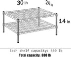 24" Deep x 30" Wide x 14" Height Wire Shelving Kit | 2-Tier | NSF Commercial Storage Rack Unit