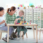 Rolling Cart with Drawers,10 Drawer Rolling Cart,Storage Cart,Utility Cart,Teacher Cart for Classroom Storage,Craft Cart with Wheels and Wooden Tabletop,Green