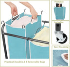 Laundry Sorter 4 Section, 4-Bag Heavy Duty Rolling Laundry Hamper Cart, Laundry Basket Organizer With Wheels and Removable Bags, Laundry Room Organization For Dirty Clothes Storage, BLUE