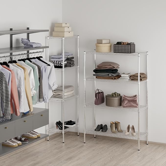18" Deep x 48" Wide x 64" Height Wire Shelving Kit | 4-Tier | NSF Commercial Storage Rack Unit