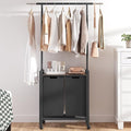 Laundry Sorter 2 Section Rolling Hamper with Hanging Rack & Wheels, Rustic Brown Laundry Basket Organizer for Laundry Room