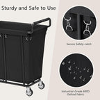 Laundry Hamper with Wheels, 250L Rolling Medium Laundry Basket for Clothes Storage, Heavy Duty Rolling Laundry Cart with Handle, Steel Frame, Waterproof Liner, 66 Gallons