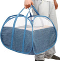 Durable Collapsible Laundry Basket, 90L Clothes Hampers for Laundry, Foldable Laundry Basket with Handles, Tear-proof Pop Up Hampers for Bedroom, Bathroom, Kids Room, Dorm, Travel or Campout Blue