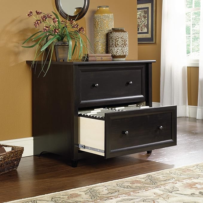 Sauder Edge Water 2 Drawer Lateral Filing Cabinet, Office File Cabinet, in Estate Black finish