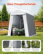 VEVOR 6x8x7 FT Heavy-Duty Portable Outdoor Storage Shed Tent, Waterproof Carport Garage Shelter with Roll-Up Zipper Door & Vents, UV-Resistant Canopy for Motorcycle, Bike, Lawn Mower, Tools, Gray