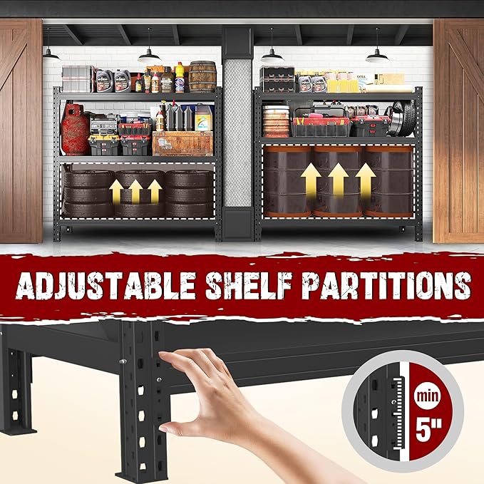67" W Garage Shelving 4000BS Garage Shelving Heavy Duty Storage Shelves, 3 Tier Metal Shelves, Adjustable Industrial Shelf for Warehouse, Basement, Pantry 63.0" H x 67" W x 19.7" D