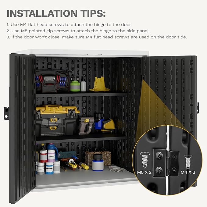 DWVO Outdoor Storage Cabinet with 2 Shelves, Waterproof Horizontal Plastic Storage Shed with Lockable Door, 15 cu. ft. Patio Tools Storage Box for Patio, Garden, Backyard, Deck, Dark Gray