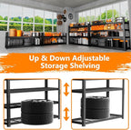 Storage Shelves Heavy Duty, 48" L x 18" W x 60" H Garage Wire Shelving Unit Loads 2640LBS, 4-Tier Adjustable Metal Industrial Utility Shelf Rack for Kitchen, Laundry Room, Pantry, Warehouse, Basement