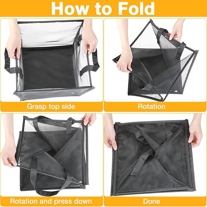 Zopeal 6 Pack Popup Laundry Hamper 13 Inch Collapsible Laundry Baskets with Handles Mesh Clothes Baskets Portable Single Layer Foldable Clothes Hamper Square Bin for Washing (Grey,Single-layer)