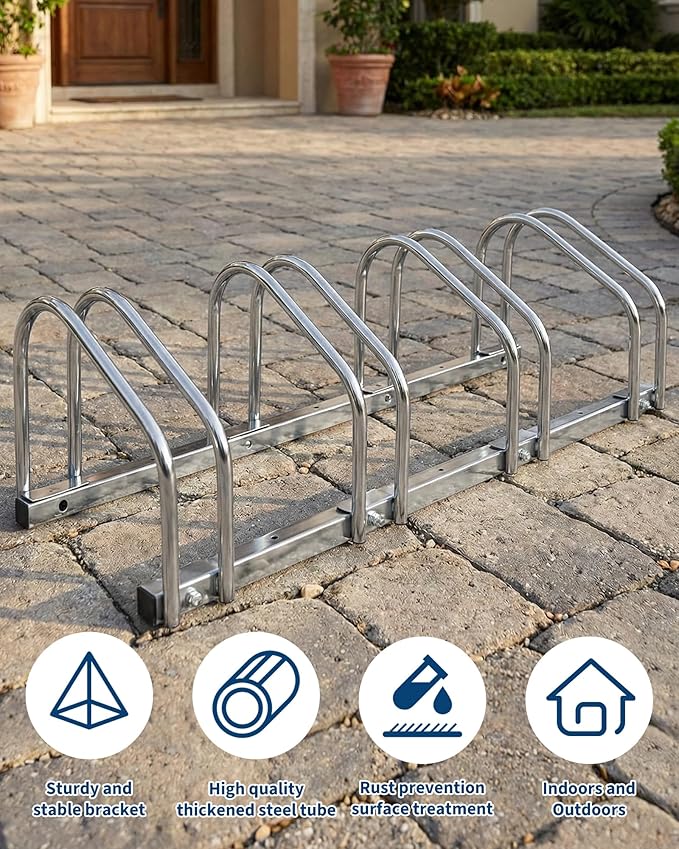 Freestanding Bike Floor Stand, Heavy Duty Bicycle Parking Rack for Garage Home Indoor Outdoor, Bike Storage Organizer Fits 22-28 Inch Wheels & 2.2 Inch Tire Width
