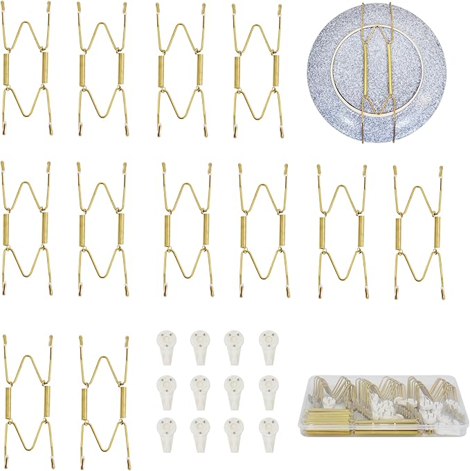 4 Inch Plate Hangers 12 Pack Plate Hangers for The Wall Suitable for 4-5 Inch Plate Wall Hangers for Display Invisible Decorative Plate Hooks for Hanging
