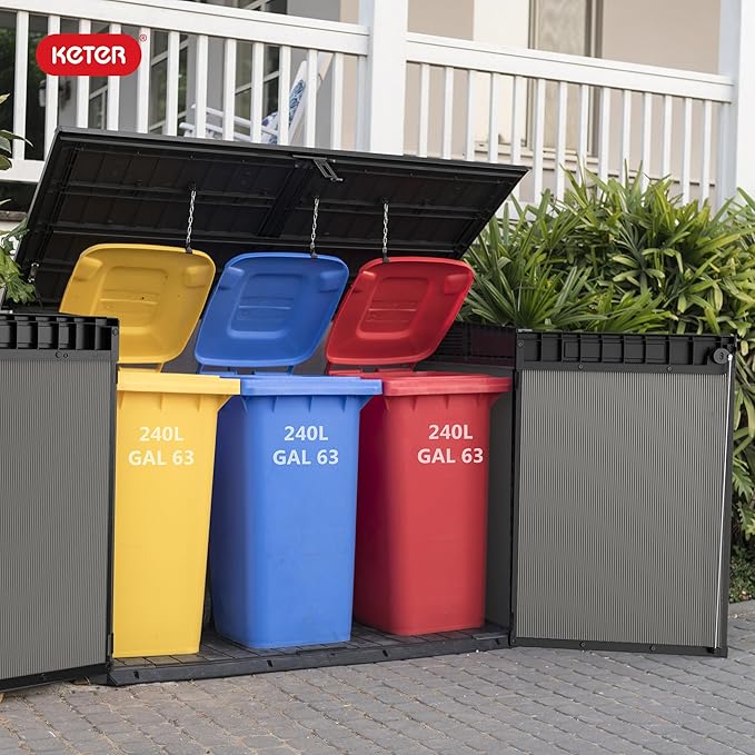 Keter Premier Jumbo 6.2 x 4.3 ft. Outdoor Resin Horizontal Storage Shed for Outdoor Yard and Garbage Bin Storage