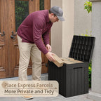 Flamaker 2 Pack Deck Box 31 Gallon Waterproof Resin Storage Box with Lid Indoor Outdoor Delivery Box Storage Bin for Patio Cushions (Black)