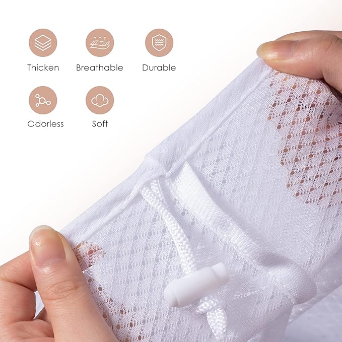 Meowoo Large Mesh Laundry Bag, 24×36inch Heavy Duty Mesh Laundry Bags Drawstring Lockable, Laundry Hamper Liner, Machine Washable, for Travel,Storage, Sports Factories, Dorms, White 4pcs