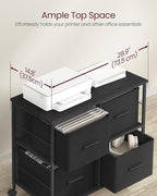 VASAGLE File Cabinet with 4 Drawers, Printer Stand, Cube Storage Shelf, for A4, Letter-Size Documents, File Storage Box, Home Office, Ebony Black and Ink Black UOFC059B56