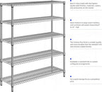 3500LBS 59" W 5 Tier Storage Shelves Rack Metal Wire Shelving Unit, Storage Standing Shelf Organizer for Laundry Bathroom Kitchen Pantry Closet Garage, Chrome 17.7" D x 59.1" W x 70.4" H