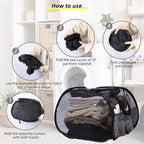 Collapsible Laundry Basket, 90L Foldable Pop-up Laundry Hamper with Handles, Mesh Dirty Clothes Hamper for Laundry, Bathroom, Kids Room, Dorm,Travel or Camping (Black, 2PCS)