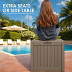 Greesum 40 Gallon Outdoor Deck Box with Lock, Resin Storage Chest for Patio Furniture Cushions, Garden Tools, Pool Toys, Waterproof & UV Resistant, Large Capacity, Light Coffee