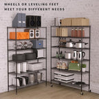 6000Lbs Capacity Heavy Duty Storage Shelves Commercial Wire Shelving Unit and Storage Adjustable NSF 6 Tier Metal Rack Shelf on Wheels for Garage Basement, 76 H x 48 L x 18 D - Black