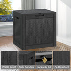 Outdoor Storage Box, Resin Deck Boxes Indoor and outdoor, Waterproof Storage Box Lockable Lid (Black, 35 Gallon)