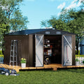 COMHOMA Shed Outdoor Storage Shed Metal,Lockable Doors Tool Sheds with Sloping Roof,Steel Garden Shed with Air Vent for Backyard,Patio,Lawn,Poolside (Brown, 10'x12')