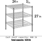 21" Deep x 24" Wide x 27" Height Wire Shelving Kit | 3-Tier | NSF Commercial Storage Rack Unit