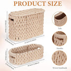 2 Pack Toilet Paper Storage Baskets, Cotton Rope Woven Storage Baskets for Organizing with Handles & Lid, Toilet Paper Baskets Bathroom Coutertop Organizer for 6 Rolls, Bathroom Accessories Organizer
