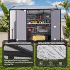 MELLCOM 6 x 8 FT Resin Outdoor Storage Shed with Floor, Resin Outdoor Storage Tool Shed with Windows and Lockable Door, Garden Shed for Lawnmower, Bike, Pool Supply
