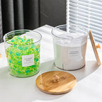 Laundry Room Organization Container, 2pcs Round Acrylic Laundry Pod Storage Containers, Dryer Sheet Holder Jars with Bamboo Lids and Labels for Scent Booster Powder Detergent Pods Storage