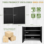 Greesum Outdoor Trash Can Storage Shed, 34 Cu.ft Waterproof Horizontal Storage Shed, Portable Horizontal Resin Storage Shed for Garden, Backyard, Patio, Dark Black