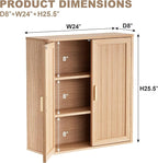 Bathroom Storage Cabinet, Over The Toilet Storage Cabinet, Medicine Cabinet with Adjustable Wood Shelf & Doors for Laundry Room & Kitchen & Living Room (Natural Oak)