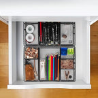 Desk Drawer Organizer Tray, Metal Mesh Drawer Organizers Office, 6 Adjustable Compartment, Desk Organizer Tray for Home Office 12.87L x 8.73D x 1.96H inch, Black, 1PC Medium