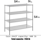 24" Deep x 54" Wide x 54" Height Wire Shelving Kit | 4-Tier | NSF Commercial Storage Rack Unit