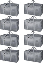BALEINE 8-Pack Oversized Moving Bags with Reinforced Handles, Heavy-Duty Storage Tote for Clothes, Moving Supplies (Winter Grey, 8-Pack)