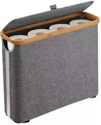 Toilet Paper Storage Basket with Lid Toilet Paper Storage with Lid 17.7x13.8x5.9 inch Waterproof Towel Free Standing Papers Container with Bamboo Frame and View Window