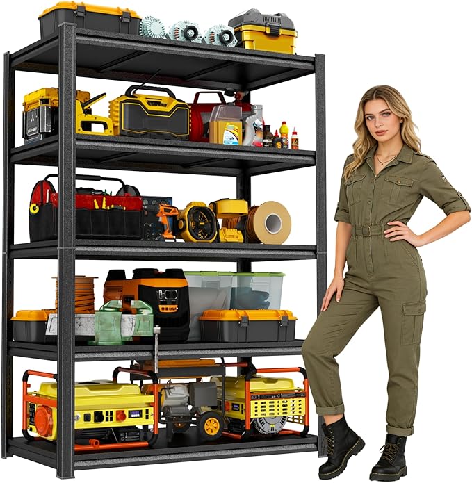 Garage Shelving Unit Storage Shelves Heavy Duty 3000 LBs, 5 Tier Adjustable Metal Shelf Industrial Storage Racks Utility Shelf Organiazation for Tools Garage Basement Warehouse 35.4"W*17.7"D*71.2"H