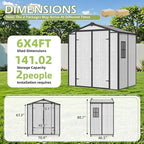 6x4 FT Resin Outdoor Storage Shed, All-Weather Plastic Garden Shed with Floor, Lockable Doors & Windows, Plastic Tool Shed for Poolside, Backyard, Patio