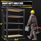 5-Tier Garage Shelving Heavy Duty, 2000LBS Garage Shelves, Adjustable Metal Shelving Unit, Garage Storage Shelves, Utility Storage Rack Shelf，Shelves for Garage Storage, Pantry, 72"H×36"W×16"D