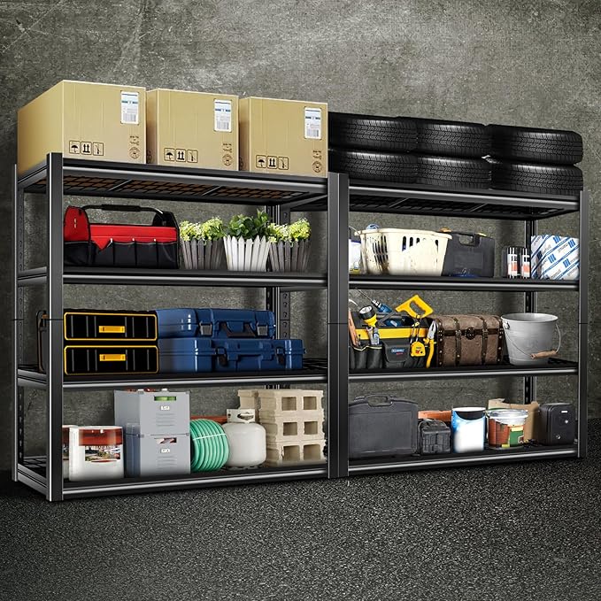 BILT HARD 4-Tier Metal Garage Storage Shelves, 46" W x 24" D x 72" H Industrial Heavy Duty Garage Shelving with Adjustable Shelf, Steel Utility Shelves for Warehouse, Workshop, Basement