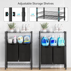GAOMON Laundry Hamper, Laundry Sorter with 2 Pull-Out & Removable Bag,Laundry Basket Organizer with 2 Tier Adjustable Storage Shelf for Laundry Room,Bathroom,Dorm Organization