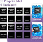4 Pack Laundry Pods Container with Anti-slip mat, Clear Dryer Sheet Holder, Laundry Room Organization Containers with Black Wooden Lids & Labels, Laundry Detergent Holder for Scent Booster