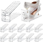 TOPNEW Shoe Slots Organizer for Closet 10 Pack Adjustable Level Shoe Stacker Holder Organization Double Layer Storage Space Saving Shoe Rack Organizer for Closet (Transparent)