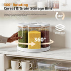 Rotating Grain Dispenser with Manual Vacuum Pump - 6-Grid Vacuum-Storage Canister Set, Food Storage Bins for Cereal, Rice, Beans & Bulk Dry Food Pantry Organization