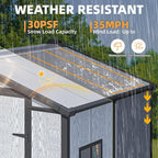 MELLCOM 6x4 FT Resin Garden Storage Shed with Windows and Lockable Door, Outdoor Storage Tool Shed with Floor, Resin Outdoor Shed for Bike, Garbage Can, Lawnmower