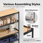 HOMEDANT House 48.1" W 5 Tier Heavy Duty Garage Shelving Adjustable Metal Rack Storage Shelves Standing Shelf Unit Organizers Industrial Warehouse Basement Black 2Pack