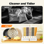 Cereal Dispenser, 6-grid Adjustable Compartment Size Grain Dispenser, 6 in 1 Clear Rice Dispenser w/ Hopper, 10kg/22.05lb Grain Storage Container, Sealed Granular Dry Food Dispenser, 16.54*6.5*14.17in