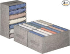 Wardrobe Clothes Organizer, 7 Compartments Jeans Organizers and Storage, Stackable Drawer Organizer for Closet - Pants, Sweaters, T-Shirts, Dimension 14.2" x 11"x 8"
