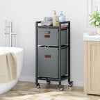 FAVOOSTY Laundry Hamper with Shelf, 70L Laundry Basket Organizer, Laundry Hamper with Shelf, 2 Section Laundry Sorter for Laundry Room Organization (Grey)