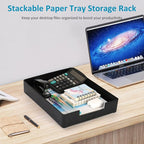 Letter Size A4 Papers Tray Desk Drawer Organizer Tray A4 Plastic Letter Paper Stationery Desk Accessories, Black Holder File Organization for Office, School, Home Storage (2 Pack)